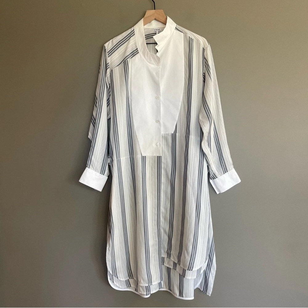 Loewe White and Gray Striped Shirt